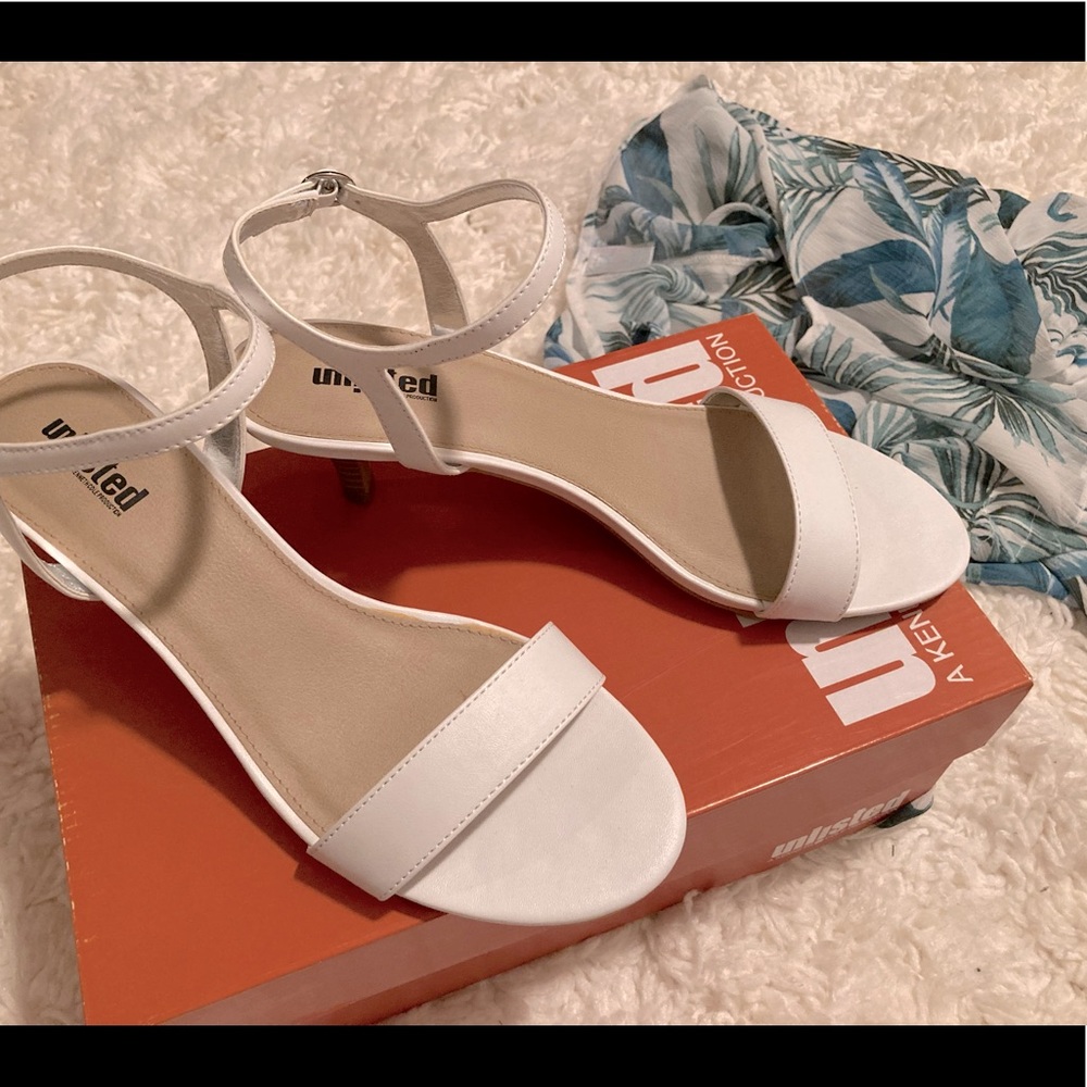 white sandals with heel